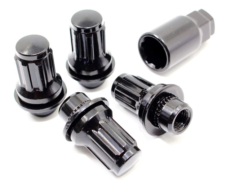 Veritek Performance Set of 4 Veritek 12x1.5mm 1.87 Inch 47mm Length 13/16 Hex OEM Factory Mag Washer Style Black Wheel Locks for Toyota Tacoma 4 Runner SR5 Pre-Runner TRD Off-Road Limited OEM Replacement - Image 1